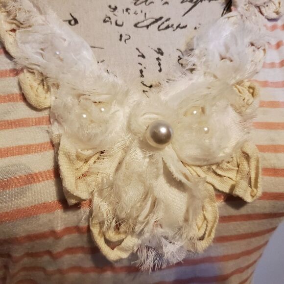 Promesa Ladies Pink & White Striped Tank With Floral Applique - Size Small - Picture 6 of 6